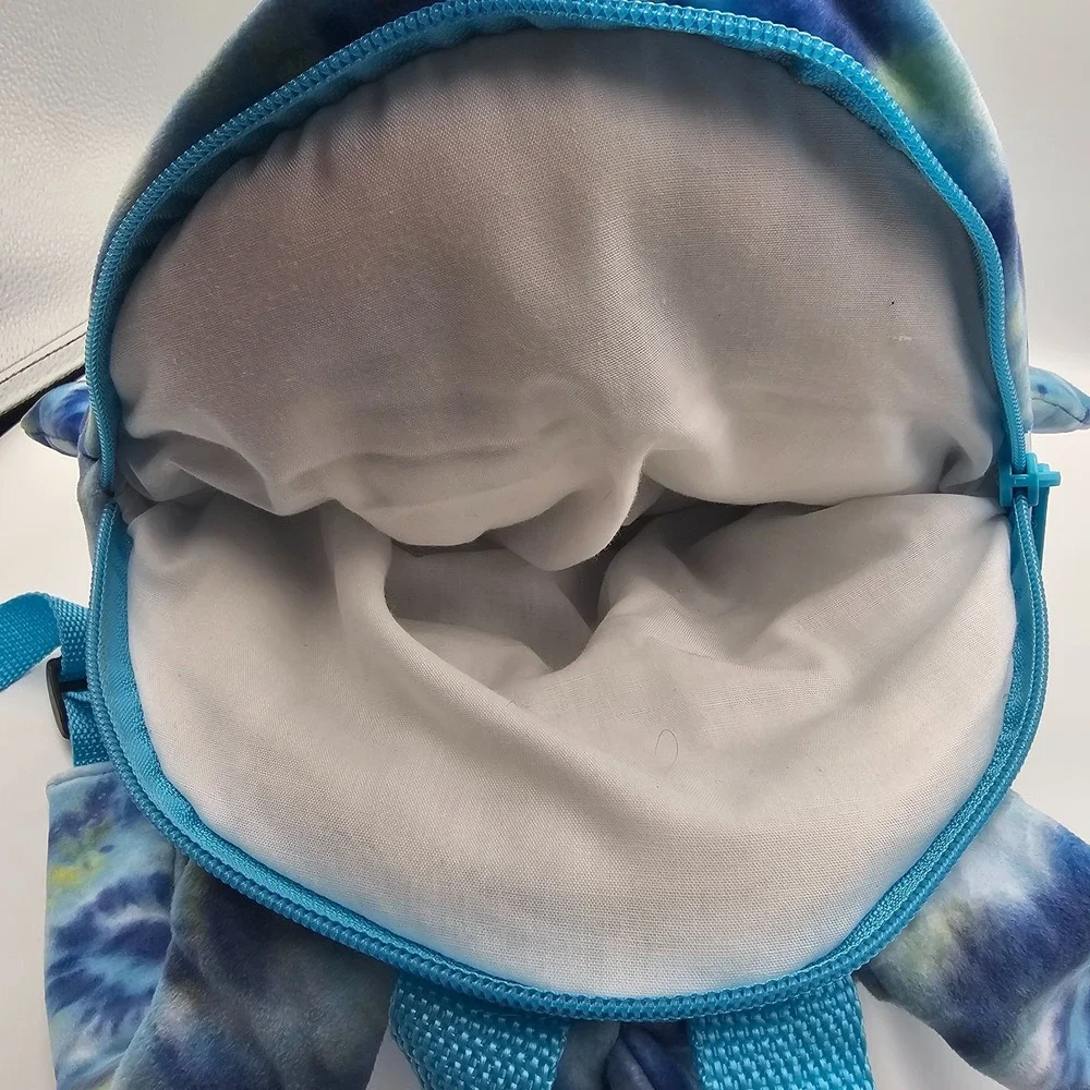 Squishmallows Luther Blue Tie Dye Shark Plush Backpack Adjustable Straps 12 in